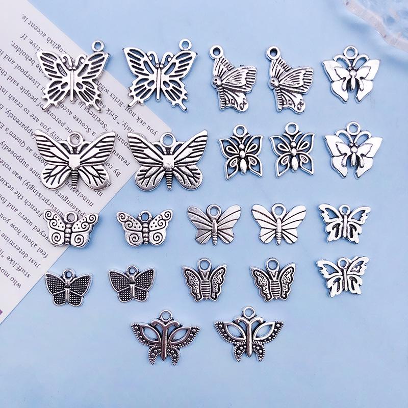 

11-Piece Minimalist Cutout Butterfly Tibetan Silver Alloy Pendant Necklace, Earrings, and Bracelet Set