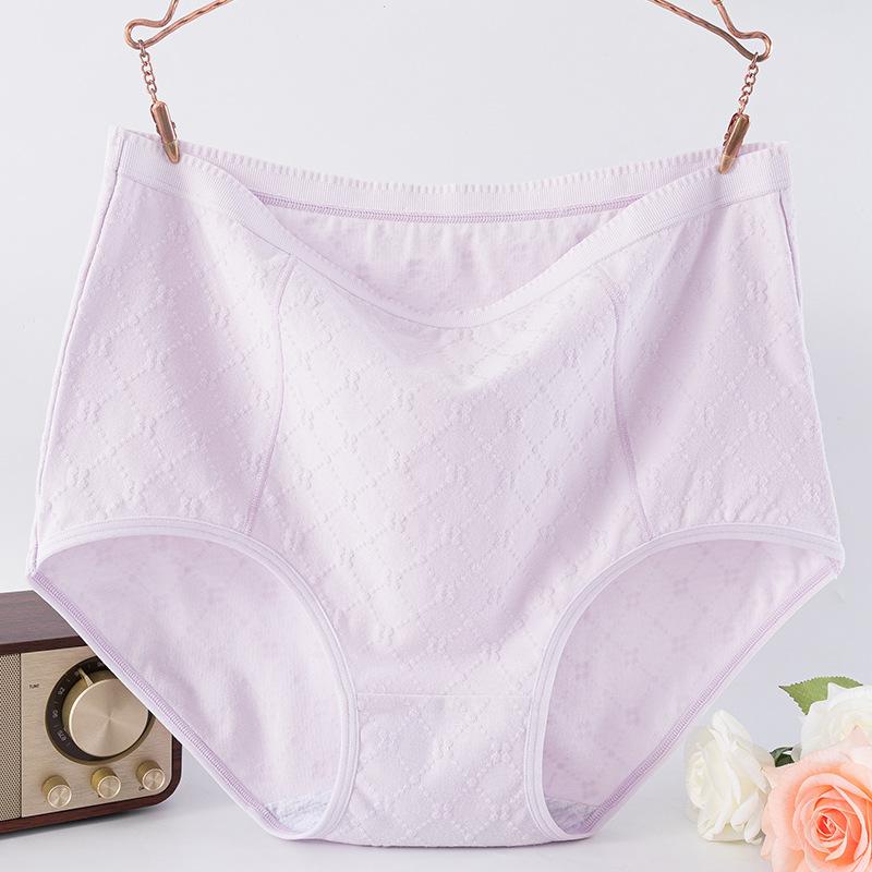 Plus Size Women's Spring and Summer Three Dimensional Jacquard Cotton Antibacterial Briefs
