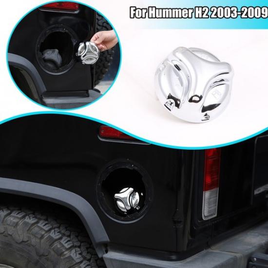 Silver Car Fuel Lid Petrol Gas Tank Cover Trim For Hummer H2 2003-2009