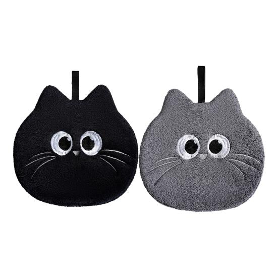 Cartoon Hand Towel Soft Absorbent Towel with Embroidered Eyes Kids Cute Hand Towel with Hanging Loop for Kitchen Bathroom