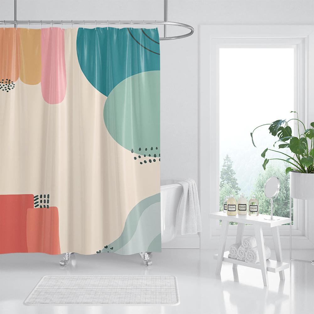 Pop Art Geometric Shower Curtain Fashion Classicl Abstract Colourful Bathroom Curtains Waterproof Fabric Decor Sets With Hooks