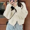 Damen Strickjacke Pullover Oberbekleidung Preppy-Stil Vielseitig Koreanischer Stil Locker Kurzes Oberteil V-Ausschnitt Strickware