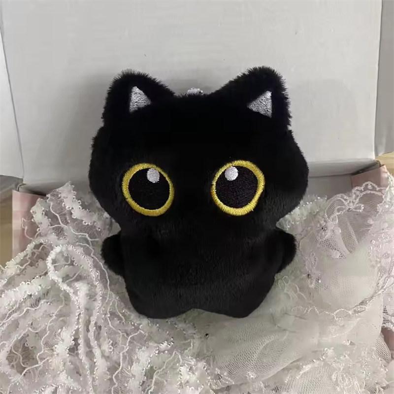 10cm mignon chat noir en peluche poupée petit pendentif oreiller câlin coussin Ins chat noir en peluche poupée pour garçon fille cadeaux d'anniversaire