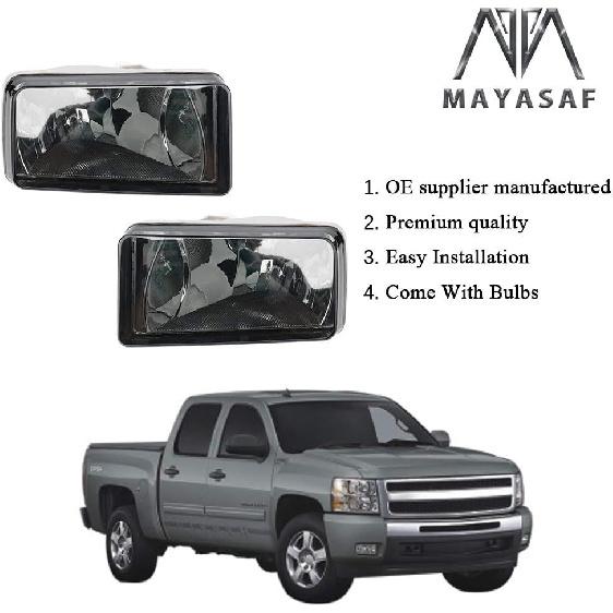 MAYASAF Smoked Lens Fog Light Pair Of Bumper Fog Lamp For CHEVY 2007-14 Silverado/Suburban/Avalanche/Tahoe, For GMC 2007-14 Sierra/Yukon, 2007-08