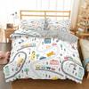 Coleções de Roupa de Cama de Trem de Desenho Animado 23 Peças Capa de Edredom Carro de Brinquedo Caminhão Capa de Colcha Macia Tamanho Solteiro Queen King Capa de Edredom de Poliéster