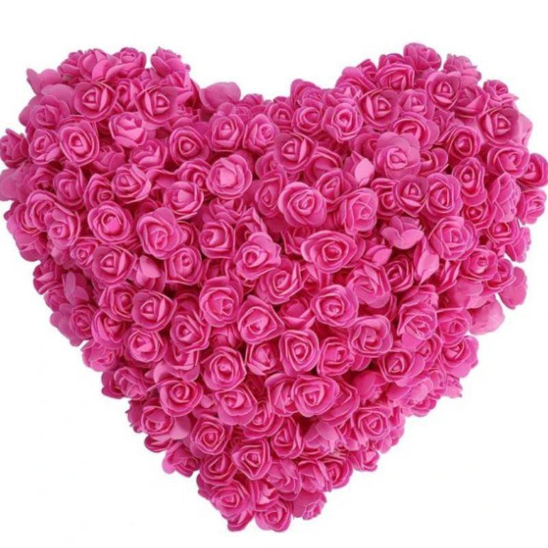 100Pcs 3.5cm Artificial Flower Foam PE Rose Heads DIY Valentine's Day Roses Wedding Candy Box Decoration