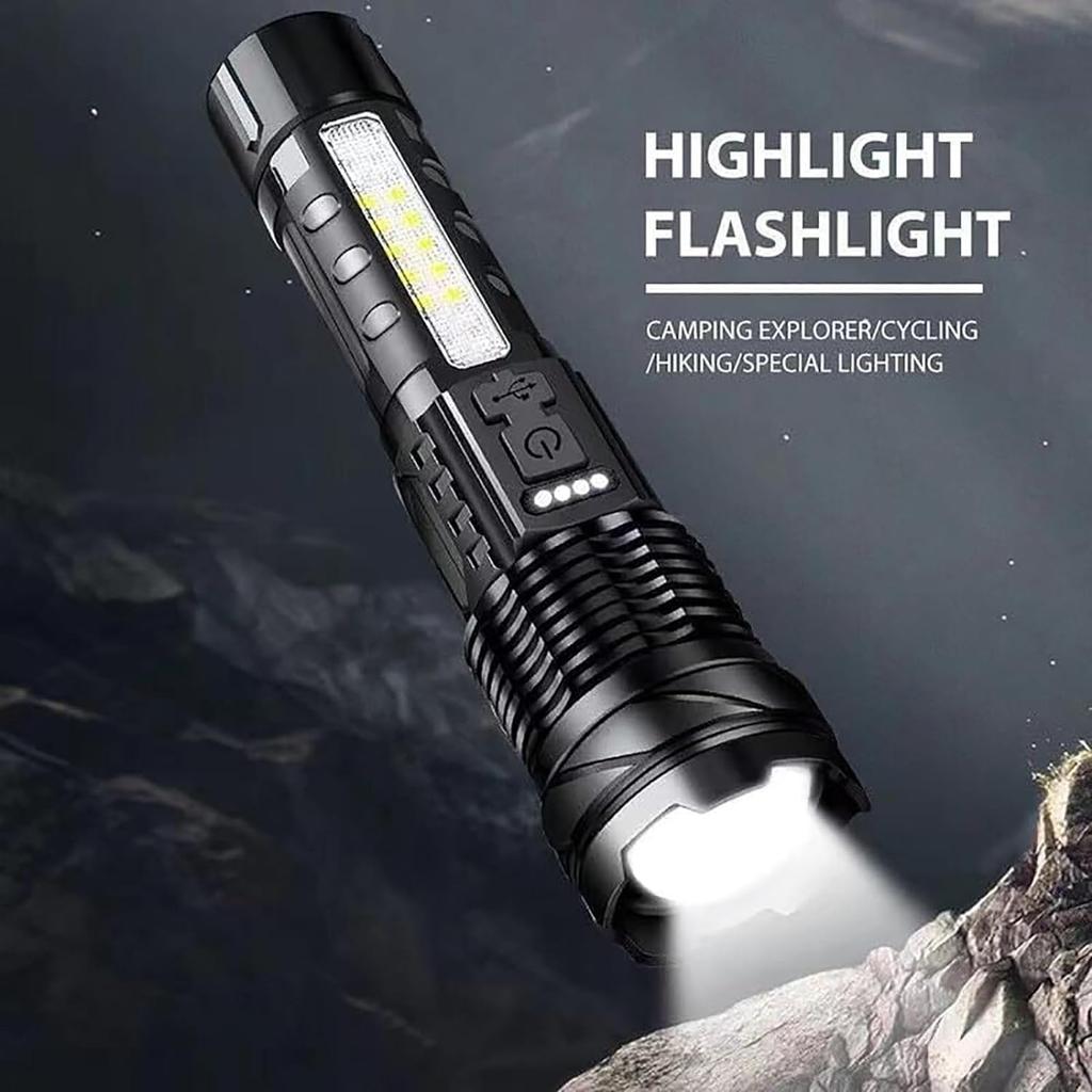 FETNHU Observatioy Flashlight, Observatioy Outdoor Lighting White Laser Flashlight, Observatory Flashlight with Cob Warning Side Work Light, USB