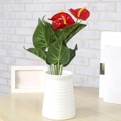 1 Stück 3 Köpfe 9 Blatt künstliche Anthurium Blumenpflanze Home Office Garten Dekor