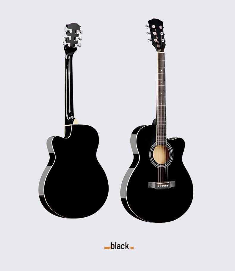 Folk 40-inch Ultra-thin Beginner Guitar for Boys & Girls - All Linden Wood, Polished Finish