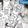 32pcs Paper Blank Bookmarks Cartoon Page Markers Decorative Graffiti Bookmarks  For Book Lover Gift