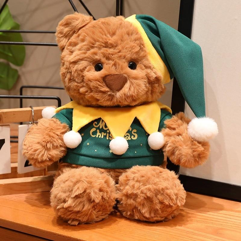 Christmas Teddy Bear Plush Toy With Dress For Holiday Decor Gift For Kids And Adults