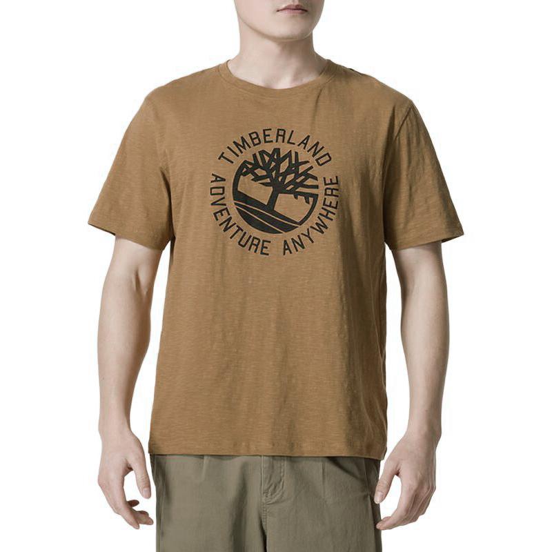 Timberland Logo Print Loose Fashion Outdoor Round Neck Pullover Sports Casual Short Sleeve T-Shirt Men Tops Wheat A2Q4AP47