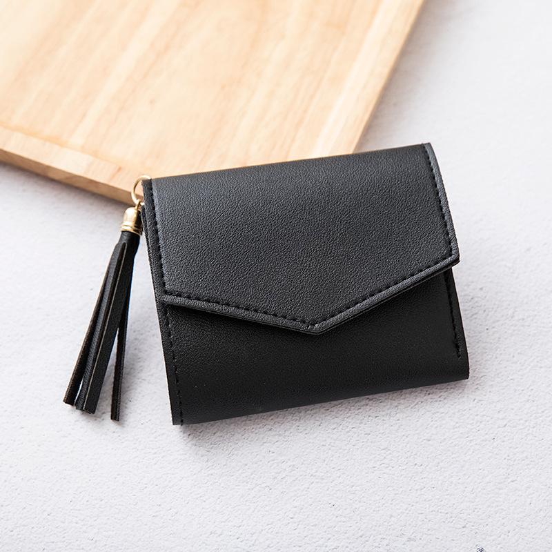 Fashion Wallet Women's Short Fringe Pendant Women's Wallet Solid Color Small Wallet Mini Change Bag