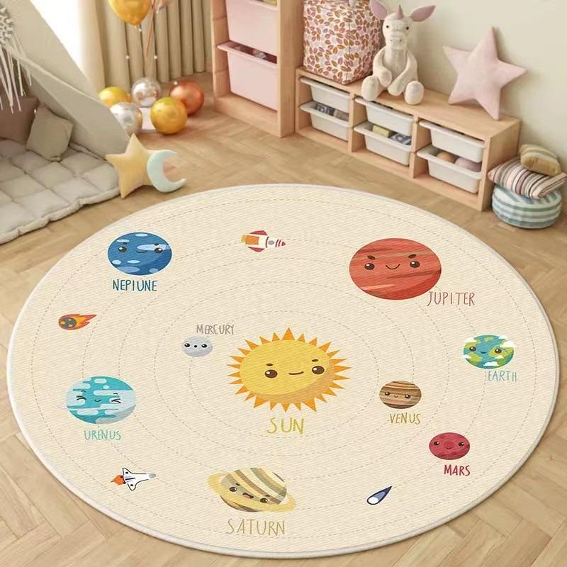 Round Circle Soft Mat Cute Cartoon Bedroom Carpet Computer Chair Floor Rugs Living Room Sofa Swivel Chair Mat Foot Pad Kids Love