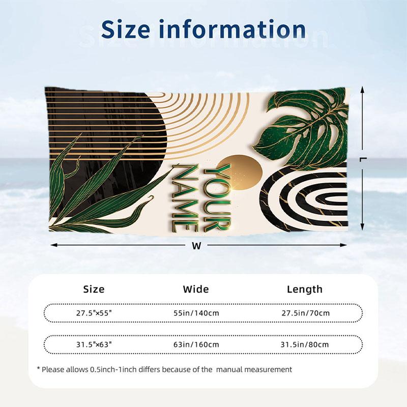 Decorative Artwork Theme Beach Towel Personalized Custom Name & Text Soft Quick Dry Beach Towel for Swimming Travel