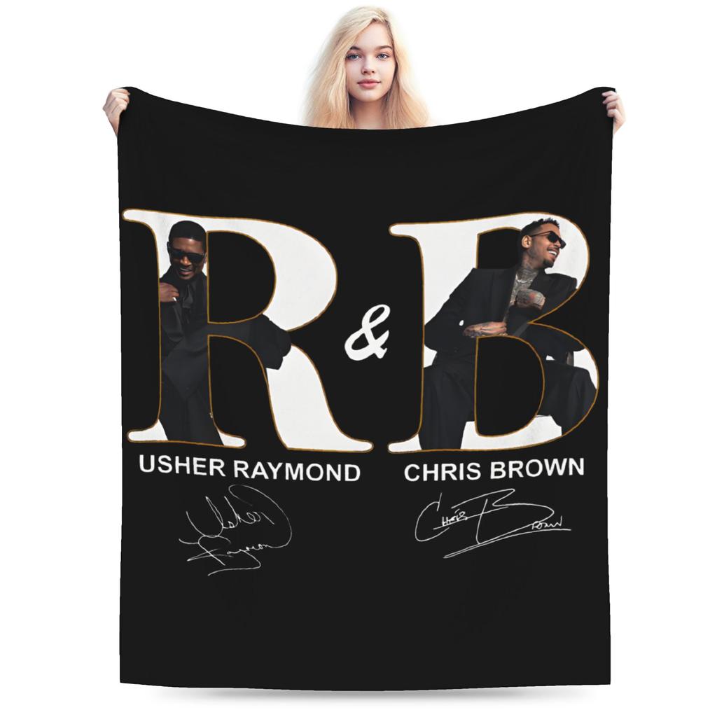 Chris Brown And Usher The Rb Tour Blanket Warm Soft Plush Throw Blanket For Girls Boys Couch Bed Flannel Bedspread Bed