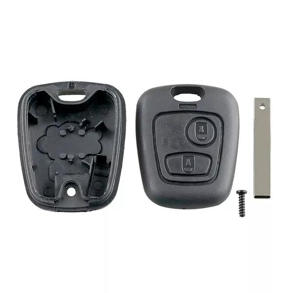 Schlüsselanhänger-Gehäuse mit 2 Tasten und Schlüsselbart VA2 für Peugeot 307 Citroen C2 C3 + Batterie