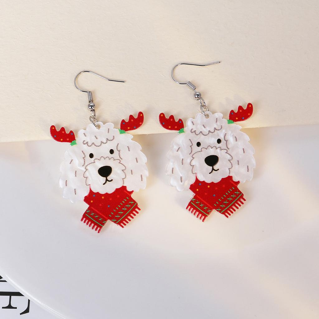 Exaggerated Christmas Elk Snowflake Earrings, Personalized Gloves Snowman Design Acrylic Earrings