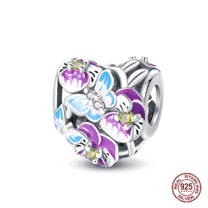 Copper Purple Series Pony Bear Butterfly Shape Charm Beads For 3Mm Original Bracelet Diy Women Jewelry Gift