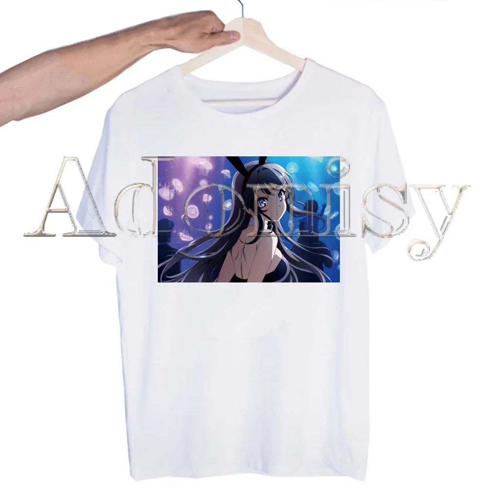 Bunny Girl Senpai Sakurajima Mai Printed T Shirt  Unisex Retro Washed Tops Tees Harajuku Tshirt Streetwear Hip Hop Male T-shirts Shirt