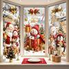Santa Snowman Elk Stickers Christmas Window Clings, Cute Penguin Reindeer for Holiday Glass Clings Glass, Reusable Static PVC Decal Party Store Decor