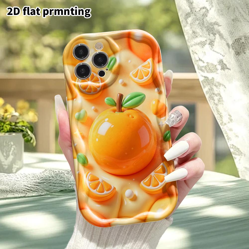 Phone case: 2D flat design, suitable for iPhone 18 17 16 15 14 13 Pro protective case, orange fruit, perfect Christmas and Halloween holiday gift