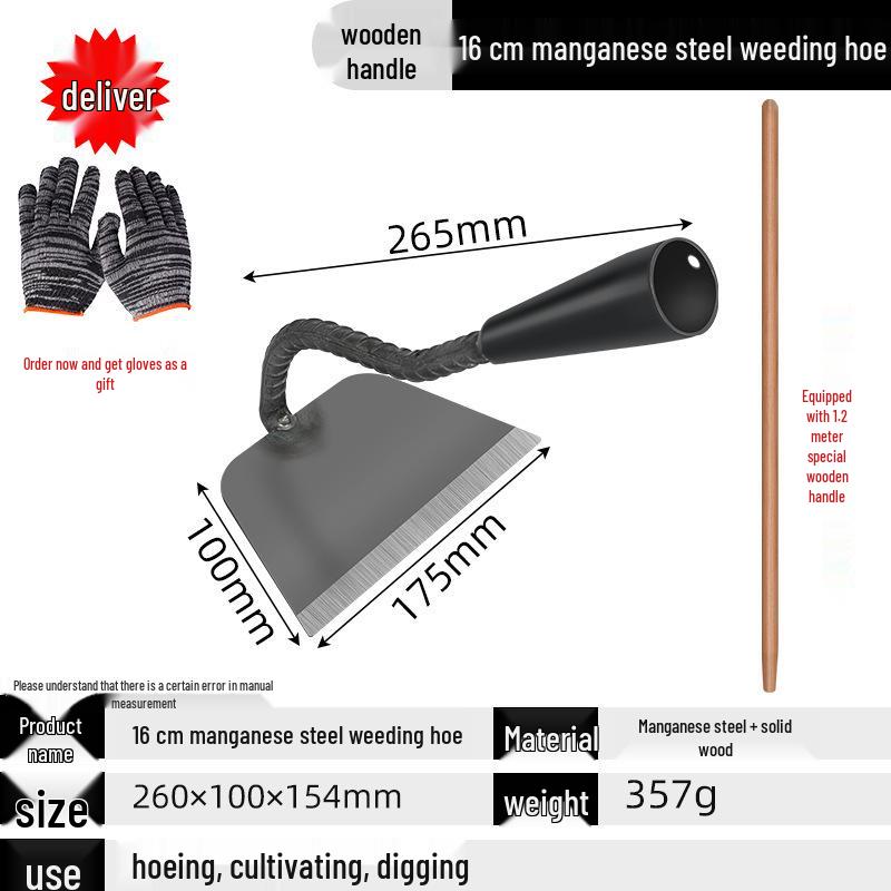 Manganese Steel Hoe: Traditional Agricultural Tool for Planting, Weeding, and Shoveling.