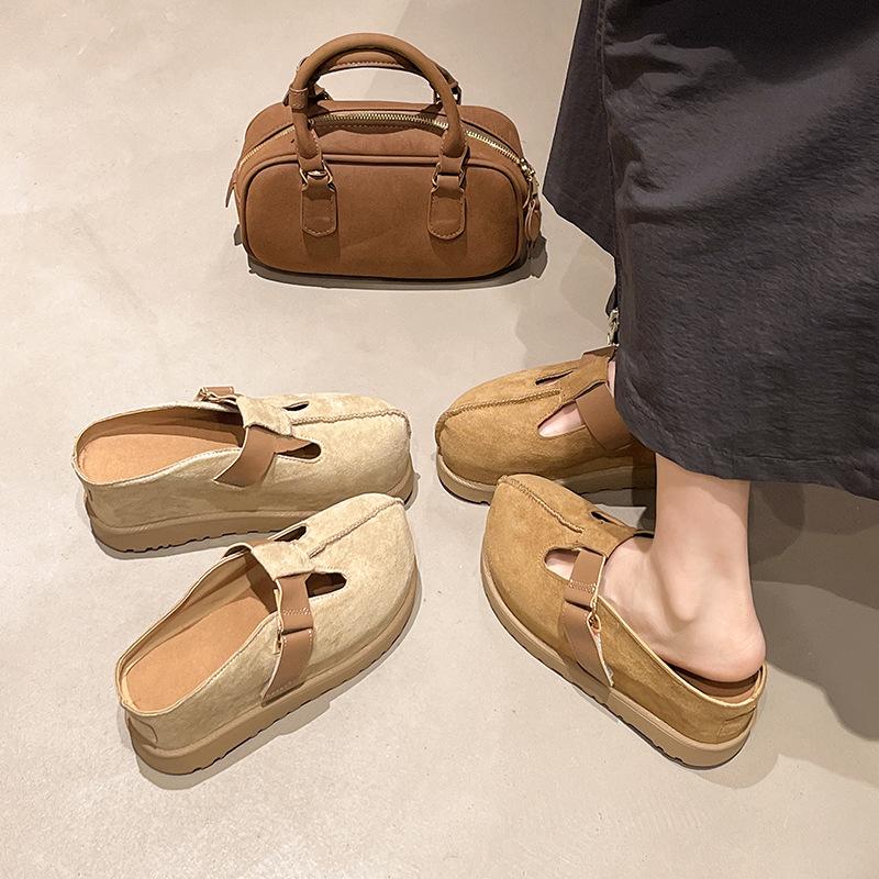 New popular retro Mary Jane women's summer versatile niche Korean slope heel lazy shoes thick sole heightening casual