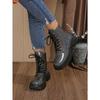 Thick-soled Lace-up Martin Boots 2025 Winter New Plus-size Round Toe Slimming British Style Colorful Boots for Women
