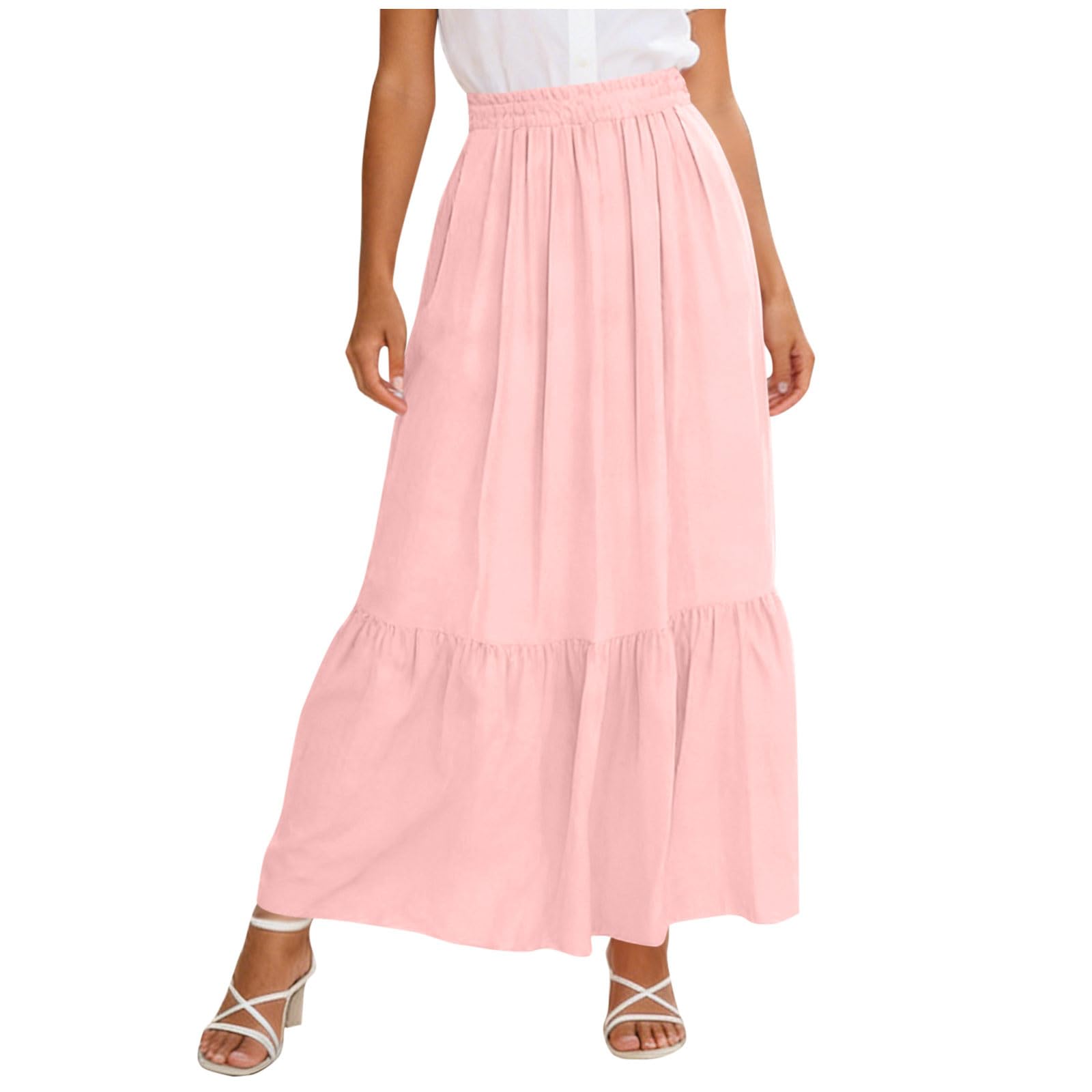 Women s Casual Fashion Summer Loose Half Skirt XXL розовый