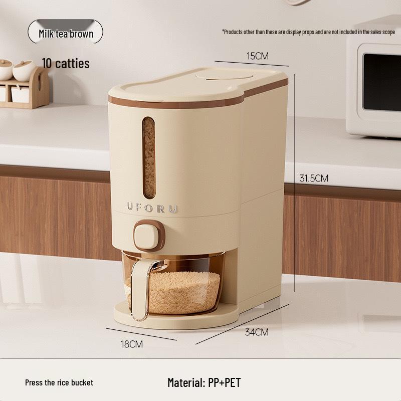 

Press-to-Dispense Insect & Moisture-Proof Rice Storage Container, Food-Grade Sealed Bucket for Kitchen