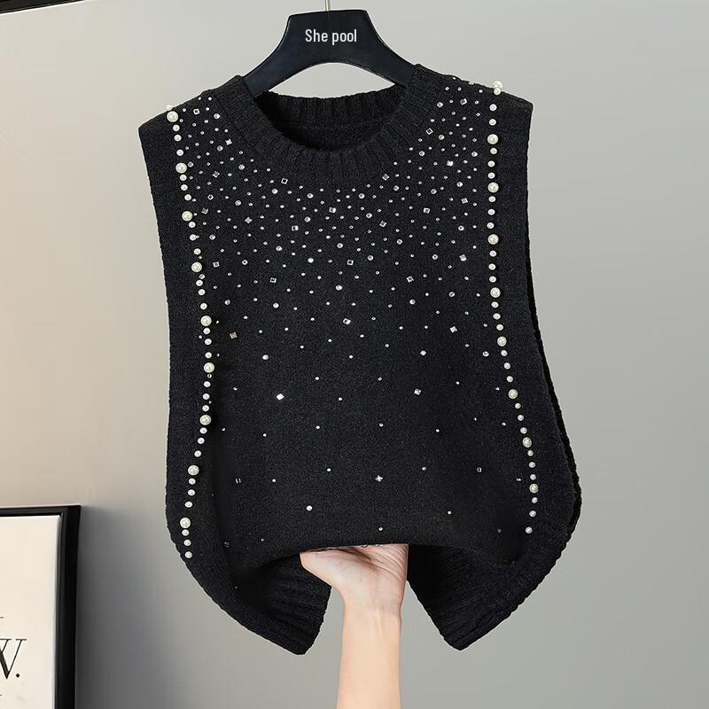 Elegant French Style Beaded Knit Vest for Women