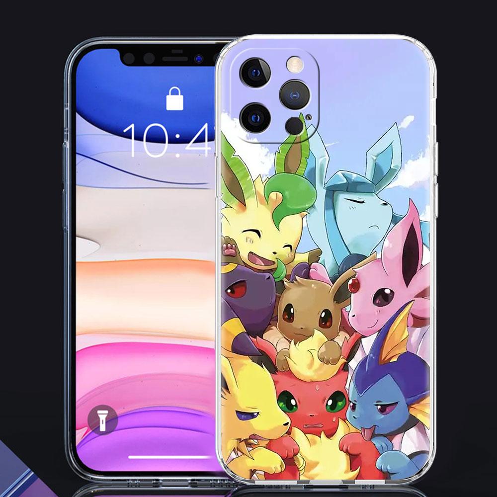 

Прозрачный чехол для Apple iPhone 13 11 14 Pro Max 12 Mini, мягкий чехол для телефона XR SE 2020 7 8 Plus X XS 6 6S в форме ракушки аниме Pokemon Eevee iPhone 6 6S