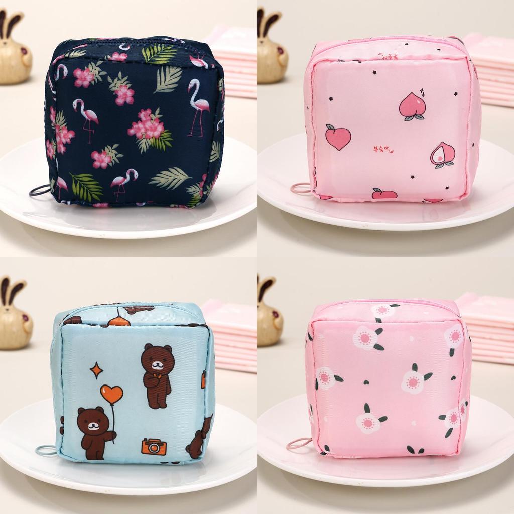 Travel Sanitary Pad Storage Bag With Sealable Cubic Design For Womens Period Supplies