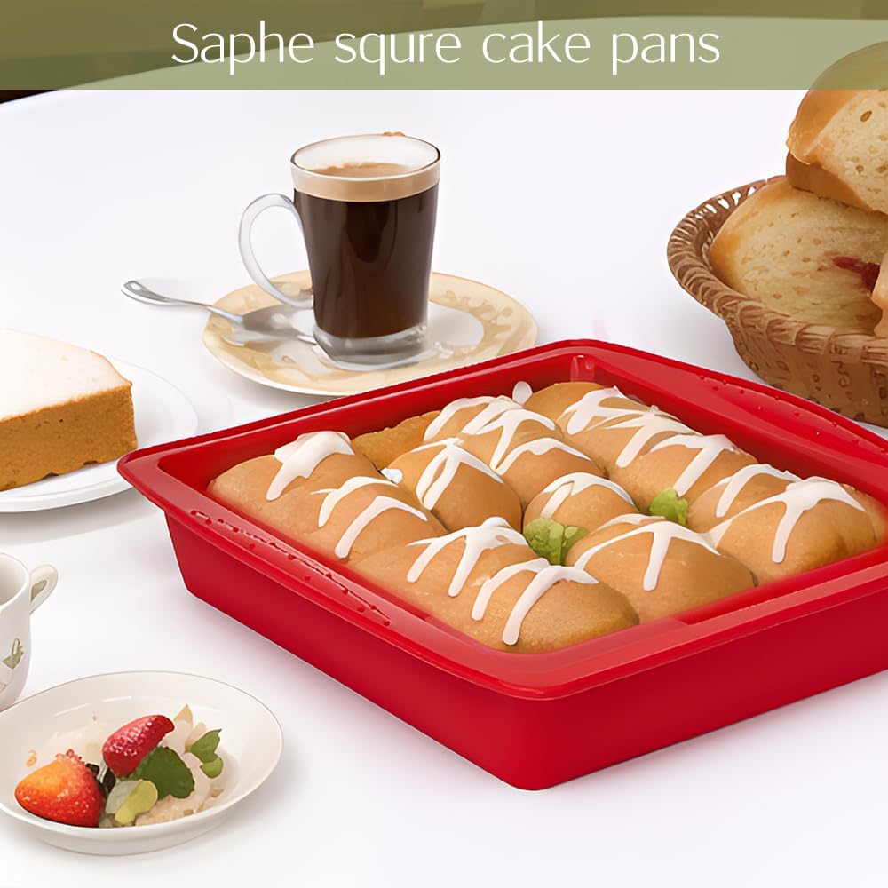 Saphe 8 Zoll Silikon-Quadrat-Kuchenform, Antihaft-Silikonform, Brownie-Backform für Brownies, Kuchen, Brot, Torten und Lasagne, 2er-Pack