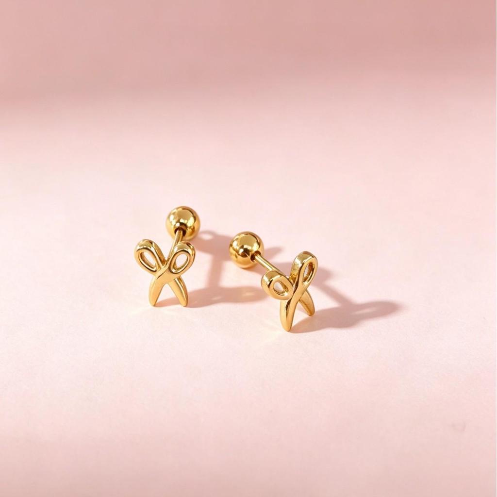 Exquisite Stainless Steel Small Screw Back Stud Earrings: Star, Heart, Scissors Styles for Cartilage Piercings