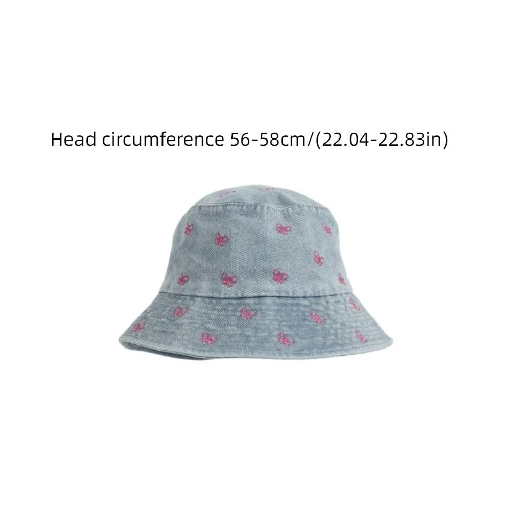 Windproof Butterfly Embroidered Cowboy Hat Retro Big Brim Sun Hat Fisherman's Hat  Autumn