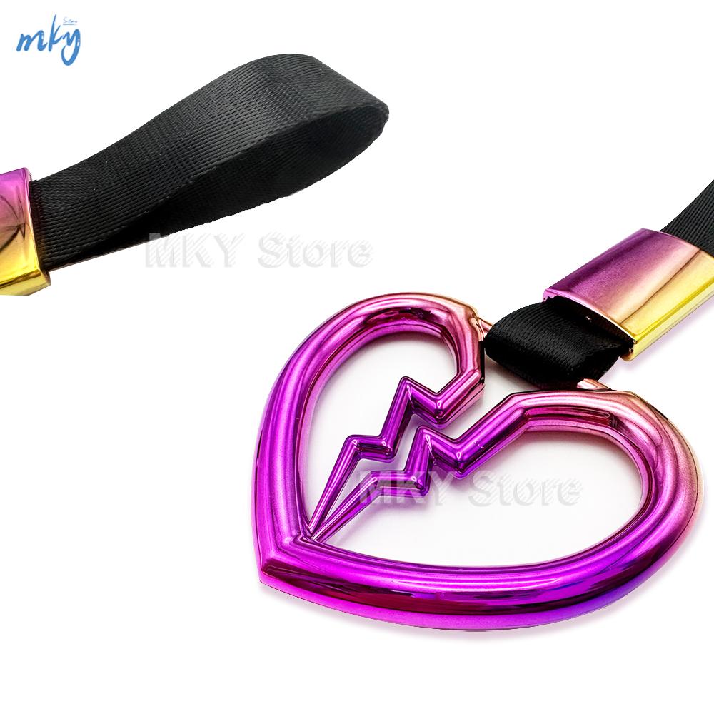 Kolorowy pierścień Tsurikawa serce JDM wyścigi pociąg autobus uchwyt pasek na rękę stylizacja pasek z zawieszką Drift akcesoria samochodowe pasek samochodowy