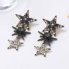 Exaggerated Temperament Shiny Rhinestone Zircon Star Splicing Tassel Dangle Earrings for Women Exquisite Luxury Piercing Jewelry