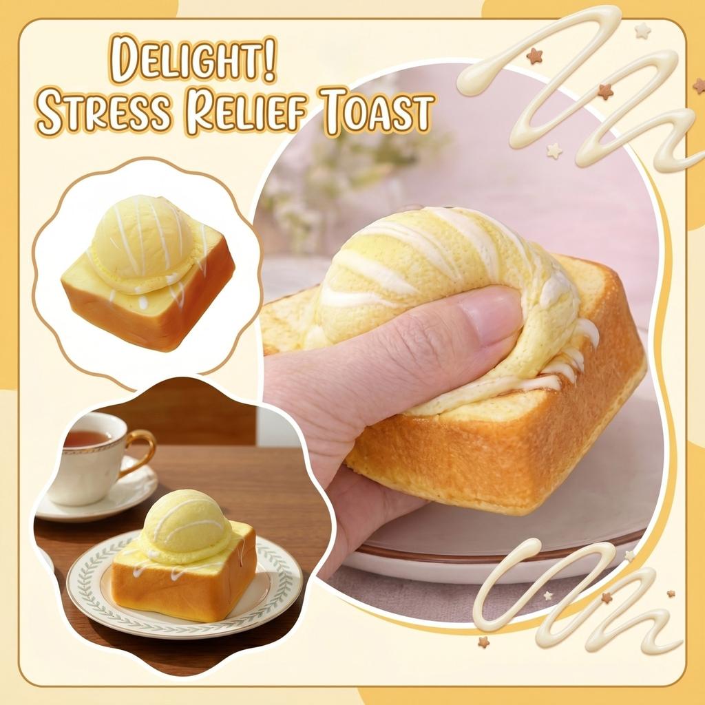 Squishy Toy Soft Foam Simulation Bread with Ice Cream Scoop Shape Slow Rising Stress Relief Squishy Toy for Sensory Play and Collection