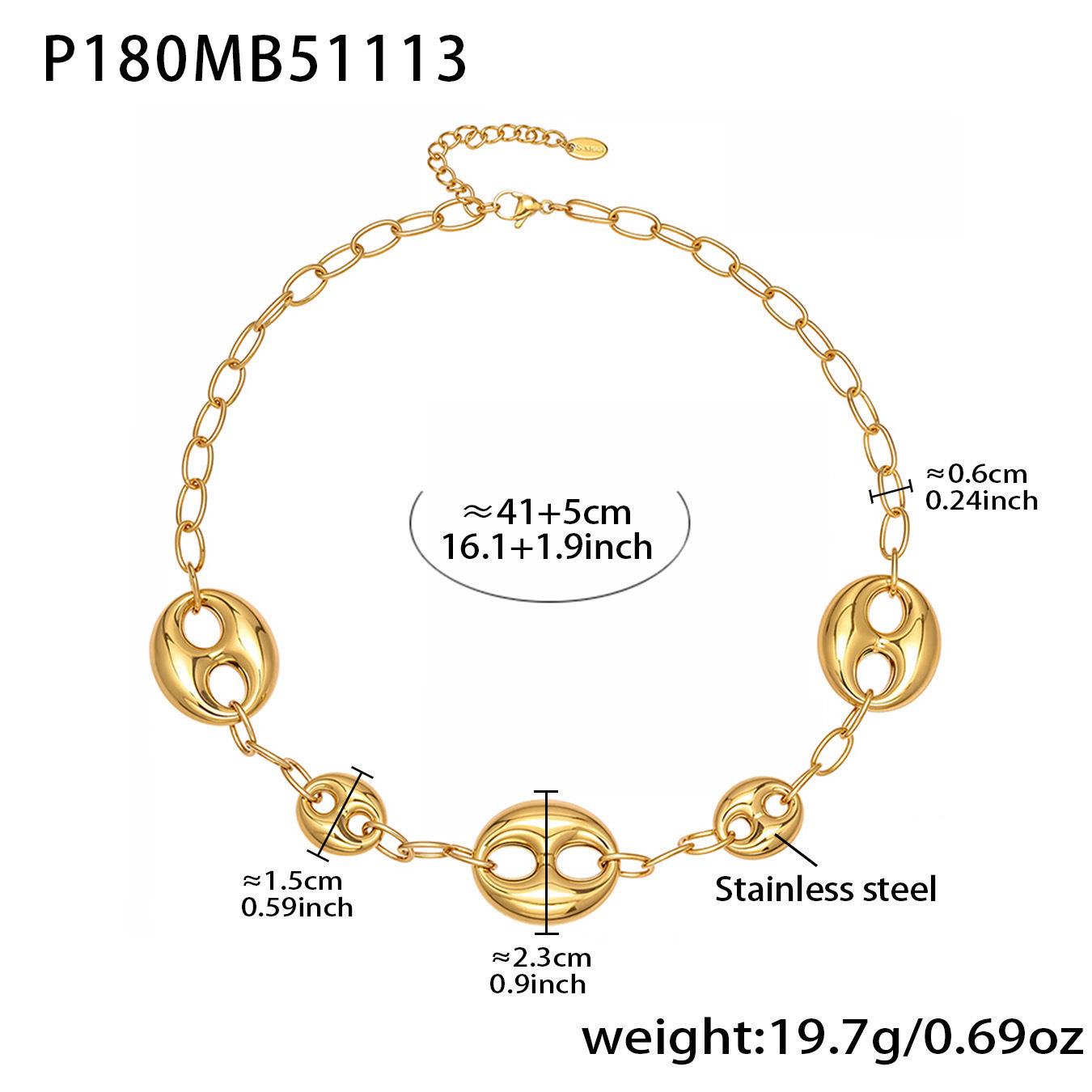 Qiong Yao 18k Gold PVD Plated Stainless Steel Pig Nose Necklace - Stylish, Versatile Clavicle Chain