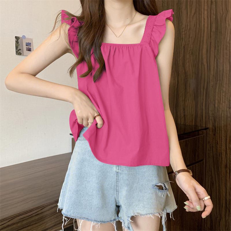 

ZANZEA Женские повседневные летние майки без рукавов с квадратным вырезом XL темно-розовый