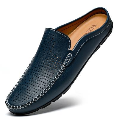 Mode Herren Echtleder Halbloafer Slipper Bequeme Freizeitschuhe Businessschuhe Herren Klassisch Ohne Hinterkappe Lederschuhe