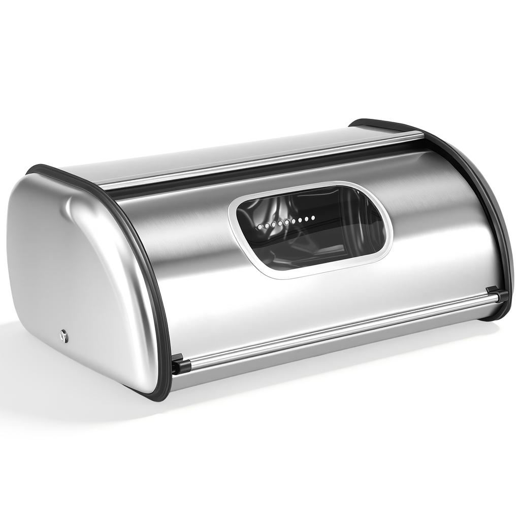 Stainless Steel Bread Box Large Capacity Cake Bin Dustproof Bakery Storage Container Flip Cover Food Keeping Fresh Box