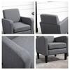 Single Armchair, Recliner Chair, Upholstered Chair with Wooden Legs, Linen-Look Fabric, 66 x 72 x 74 cm, Light Grey