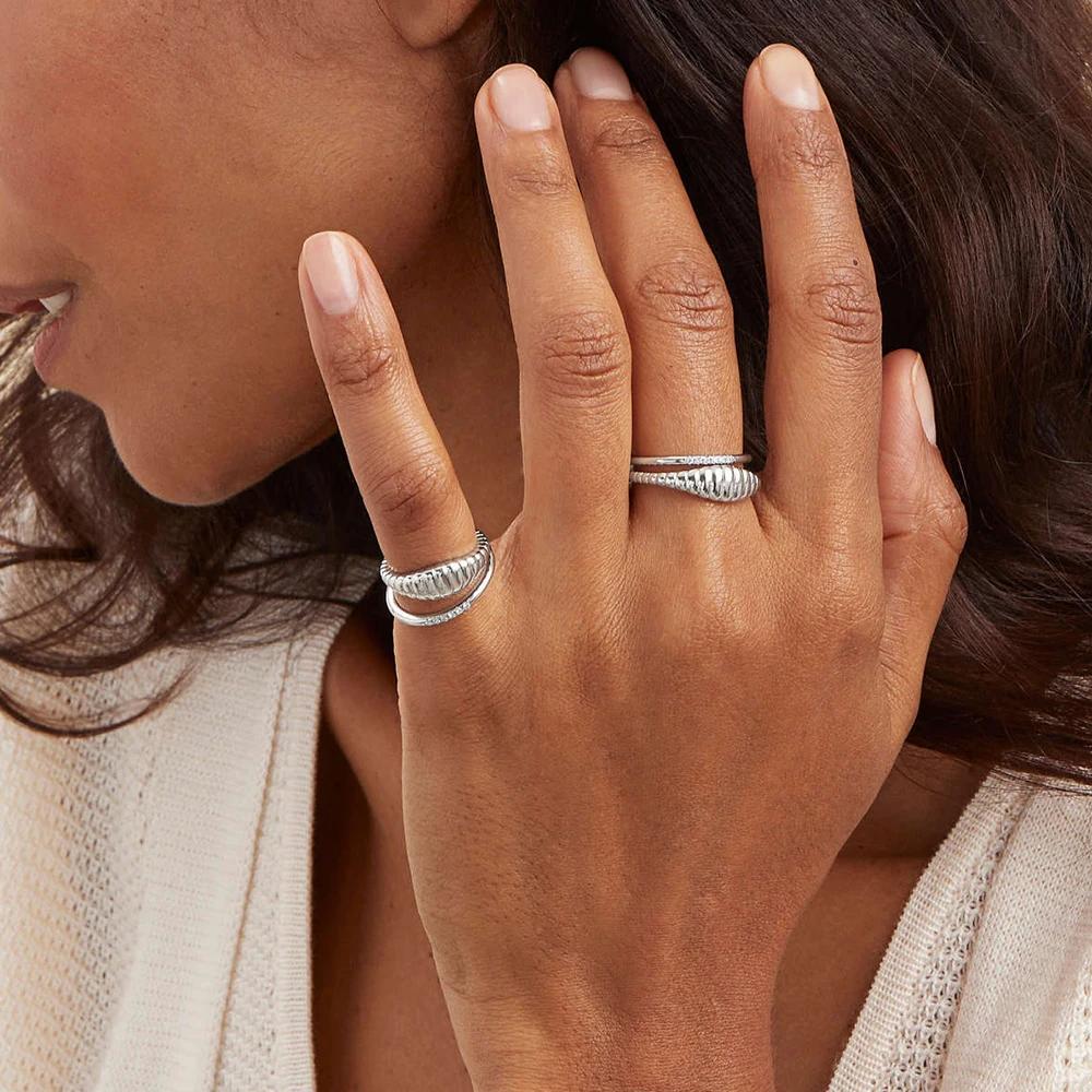 women Simple Fashion Style texture  tail ring 316L Stainless Steel tail ring Classic Couple For Women And Wedding Zircon 2025