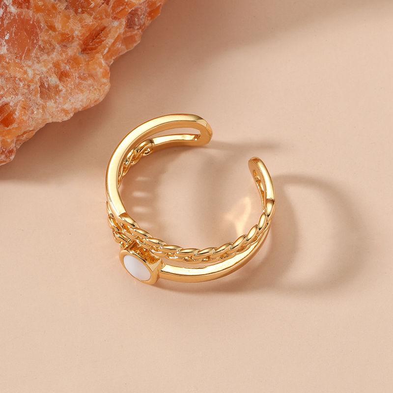 GemChic Women's Ring Trendy Creative Retro Double Geometric Opening Adjustable Index Finger Ring Cold Style Ring Birthday Christmas Jewelry Gift
