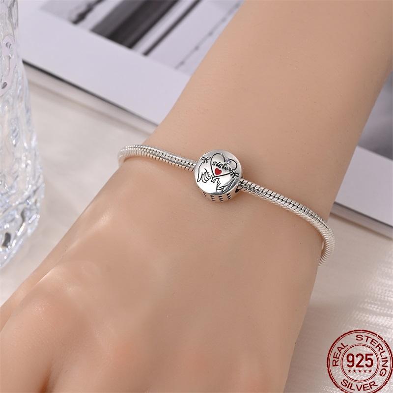 100% Copper Sister Friend Charm Love Heart Blessing Series Suitable For 3Mm'S Bracelet Ladies Fine Jewelry Gift