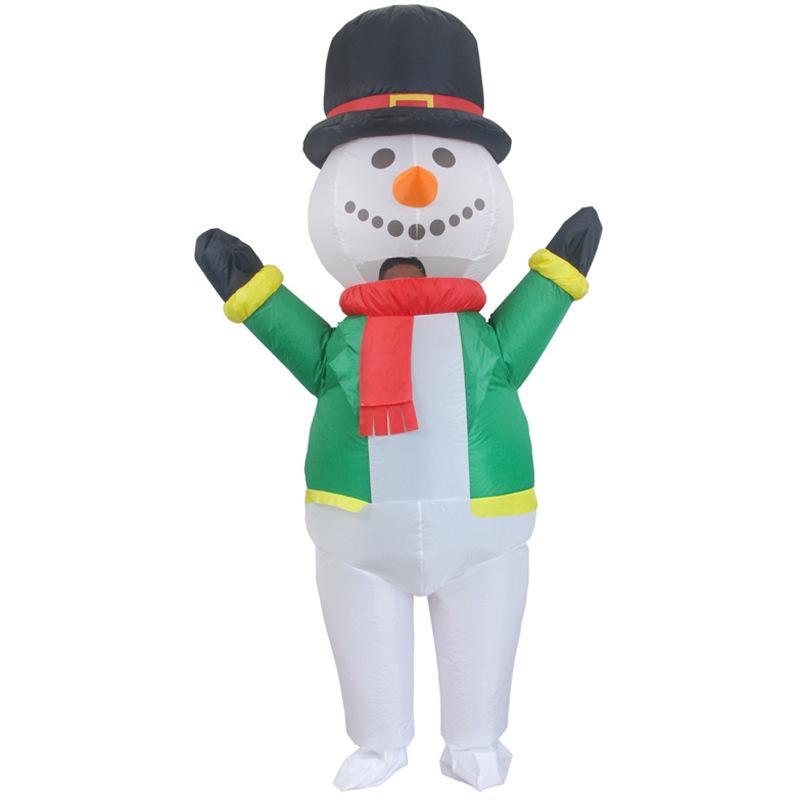 

Карнавальный надувной костюм, зеленый снеговик 150-190cm зелёный