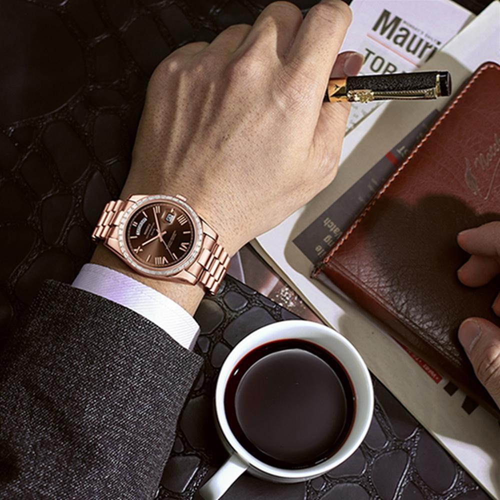 NIBOSI Fashion Men Watches Top Brand Luxury Wristwatch Day Date Miyota Quartz Watch Men Waterproof Clock